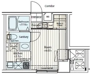 ドゥーエ新富町【2階】の間取り
