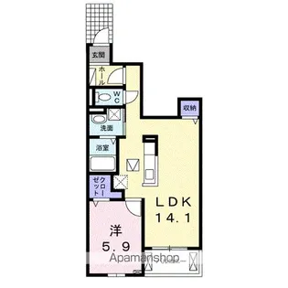 ハーベストB【1階】の間取り