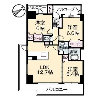 グランマスト富安【7階】の間取り