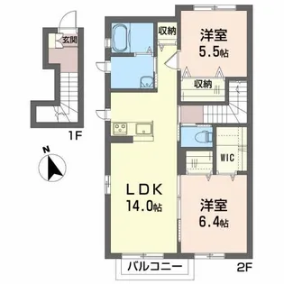 プロヌーブ城西 A【2階】の間取り