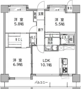 ヒルクレスト菊陽グランデ【5階】の間取り