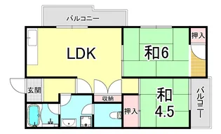 ヴィラ新多聞【4階】の間取り