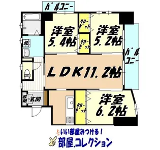 福岡県北九州市小倉北区大手町【マンション】の間取り