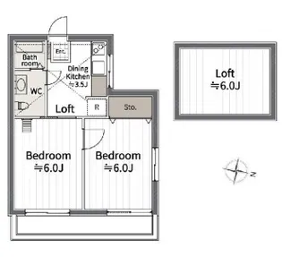 神奈川県横浜市西区浅間台【アパート】の間取り