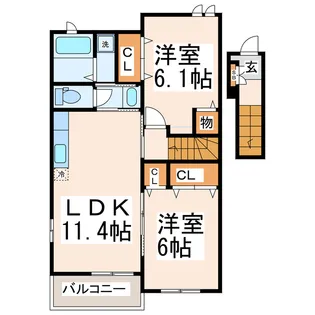 イーストフィールドA・B【2階】の間取り