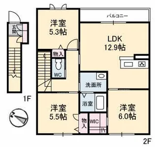 シャーメゾン小山【2階】の間取り