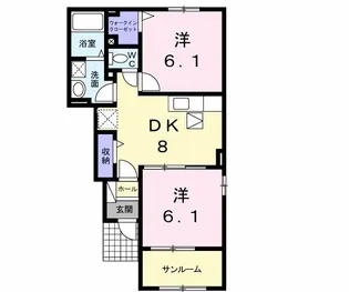 ラ プロムナードB【1階】の間取り