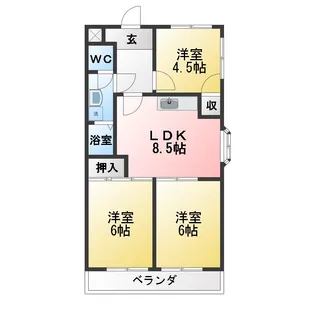 ロイヤルシティー松本【5階】の間取り