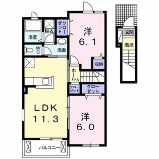 ジュネス・NK A【2階】の間取り