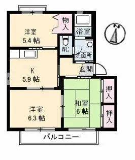 バリュージュ新町B棟【2階】の間取り