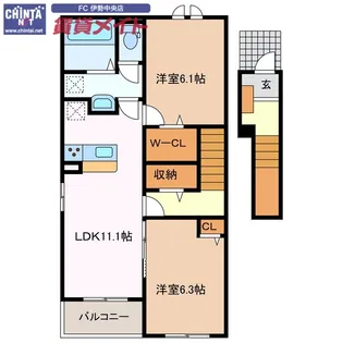 Bellsky(ヴェルスカイ)【2階】の間取り