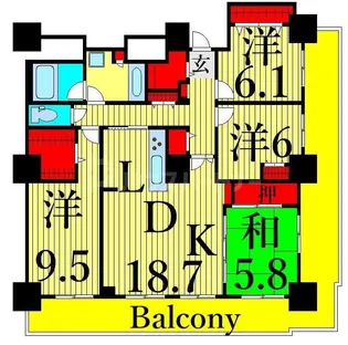 ロイヤルパークスタワー南千住【20階】の間取り