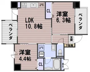 ラティス東野【6階】の間取り