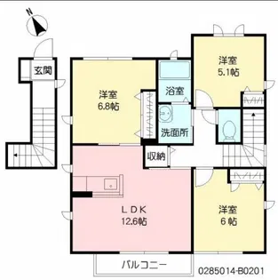 エーデルヴィラ旭が丘 B棟【2階】の間取り