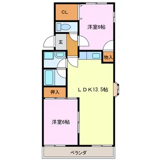 ツインシャロームB棟【2階】の間取り