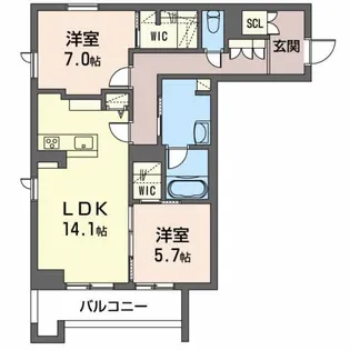 エクラージュ泉中央【3階】の間取り