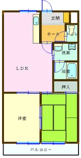 第三宮脇笹川ハイツ A【4階】の間取り