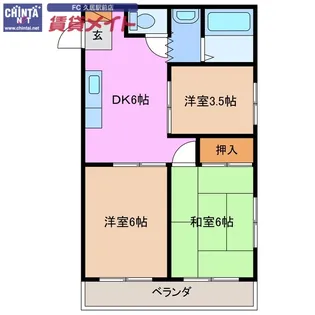 コーポかがみ【4階】の間取り