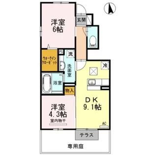 カーサアリエッタA・B・C A棟【1階】の間取り