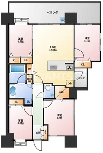 アクタス籠町グランミライ【11階】の間取り