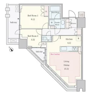 プラウドタワー渋谷【7階】の間取り