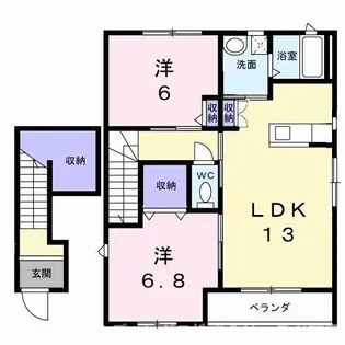 2LDKの間取り画像