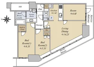 ジークレフ新神戸タワー【22階】の間取り