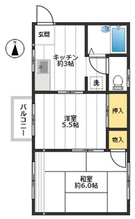 ハイツ鵜野【2階】の間取り