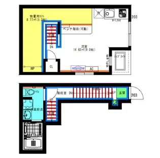 Velo SOTOYAMA(ヴェロ ソトヤマ)【2階】の間取り