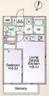 グローリオシェルト仙川II【1階】の間取り