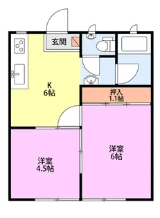 パナハイツナガイI【1階】の間取り