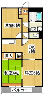 サンビレッジ藤原台B棟【3階】の間取り