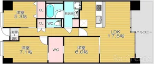 フロンティアタワー難波EAST (旧グランソレイユ日本橋)【11階】の間取り