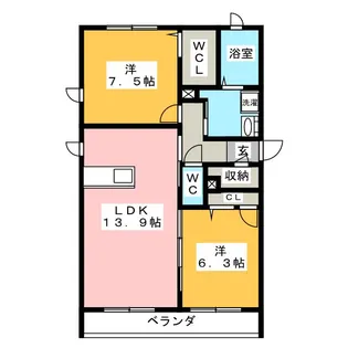 ファミーリエ塔塚B棟【3階】の間取り