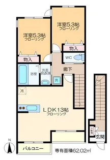 ベルフルール梅島【2階】の間取り