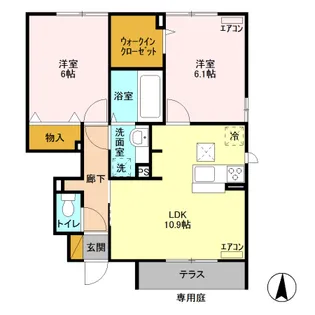 シャティグレ 弐番館【1階】の間取り