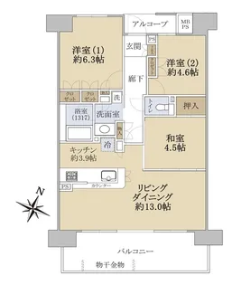 京急シティ多摩川【14階】の間取り