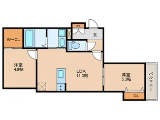 プレガーレ白木原駅前【3階】の間取り