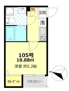 ベルエクラ蒲田II【1階】の間取り