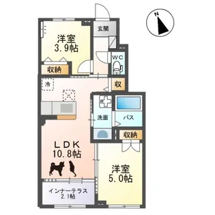 レイクヒルA棟(Lake Hill A)【1階】の間取り