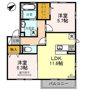 セジュールK【2階】の間取り