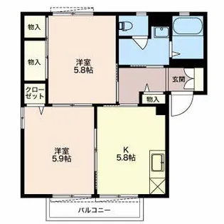 ドミール二の岡 A【1階】の間取り