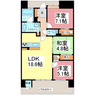 アーバンシティ福井北四ツ居【10階】の間取り