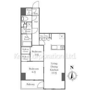 パークアクシス品川天王洲アイル【13階】の間取り