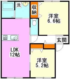 カーサアッコッリェンテ野見山A【1階】の間取り