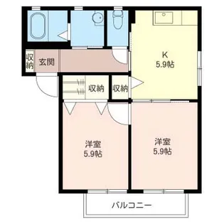 レスポワ-ル2004  E棟【2階】の間取り