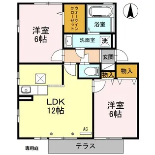 カームヒルズB【1階】の間取り