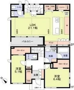 神奈川県横浜市中区鷺山【一戸建】の間取り