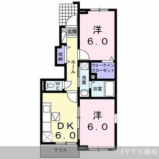 徳島県吉野川市鴨島町上下島【アパート】の間取り