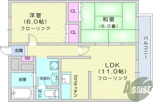 サンシティ沖野B【2階】の間取り